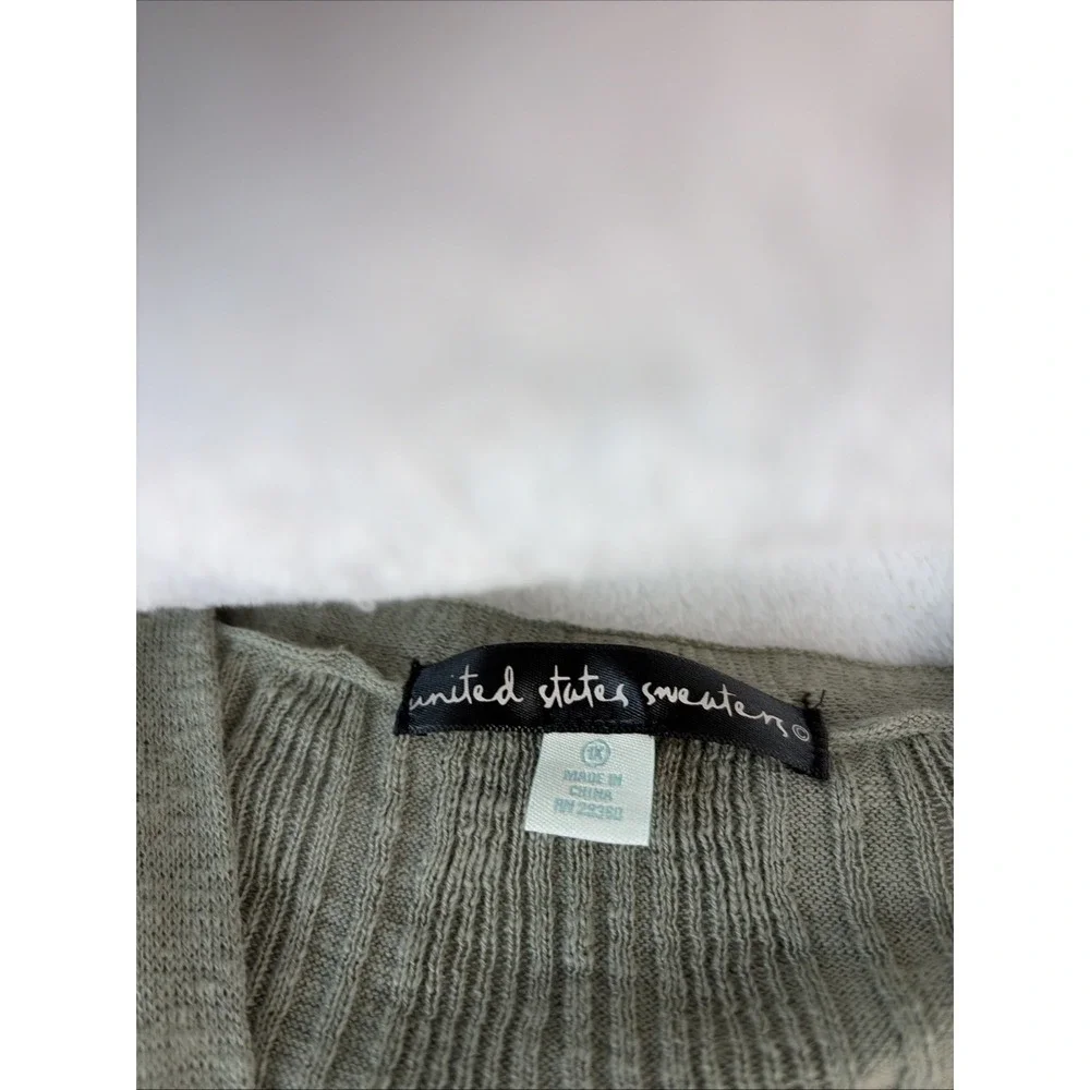 United States Sweaters Womens 1X Sage Green Ribbed Open Front Soft Transitional
